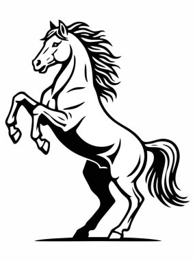 Ayakta duran bir atın siyah beyaz çizimi