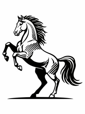 Ayakta duran bir atın siyah beyaz çizimi