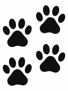 Illustration of a silhouette icon of a cat or dog footprint