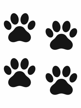 Illustration of a silhouette icon of a cat or dog footprint