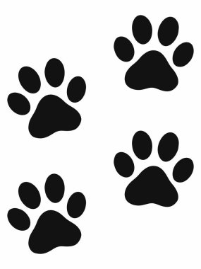 Illustration of a silhouette icon of a cat or dog footprint