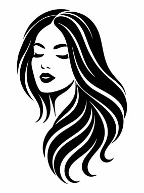 Uzun saçlı bir kadının vektör portresi.