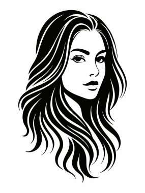 Uzun saçlı bir kadının vektör portresi.