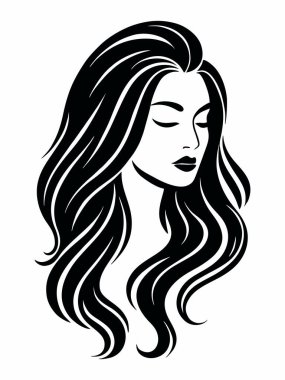 Uzun saçlı bir kadının vektör portresi.