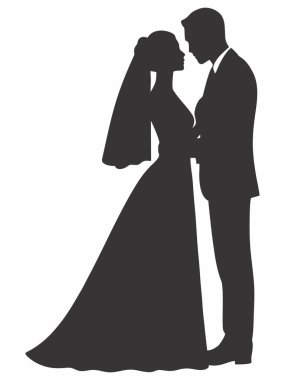 Bir gelin ve damadın düğün günündeki silueti.