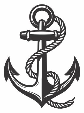 Etrafına bir ip sarılmış bir deniz çapasının vektör çizimi