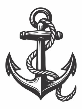 Etrafına bir ip sarılmış bir deniz çapasının vektör çizimi