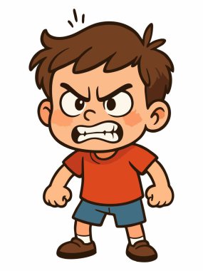 Kızgın bir çocuğun karikatür çizimi.