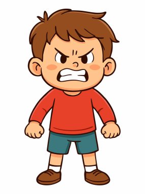 Kızgın bir çocuğun karikatür çizimi.