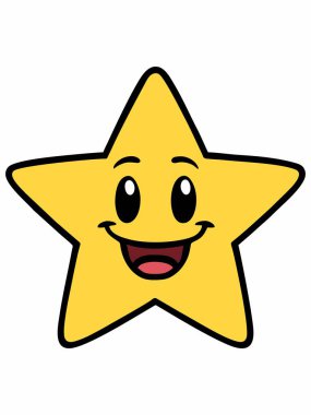 Sevimli gülümseyen yıldız çizgi film çizimi