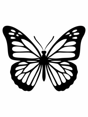 Siyah siluet kelebek vektör çizimi