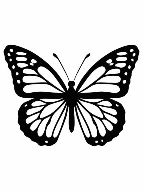 Siyah siluet kelebek vektör çizimi