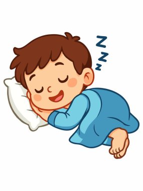 Sessizce uyuyan bir çocuğun tasviri.