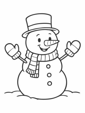 Güzel kardan adam çizgisi çizimi.