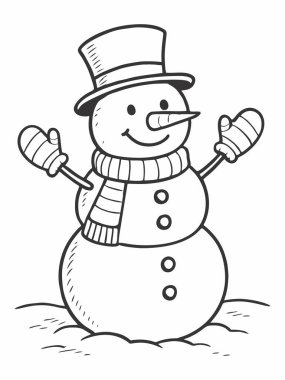 Güzel kardan adam çizgisi çizimi.