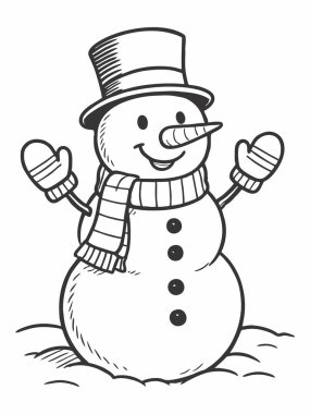 Güzel kardan adam çizgisi çizimi.