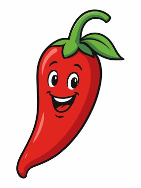 Kırmızı biber çizgi film illüstrasyonu