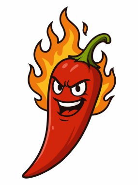 Ateşli kırmızı biber tasviri