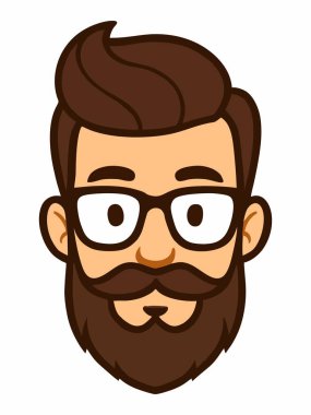 Sakallı ve gözlüklü hippi erkek çizgi film karakteri.