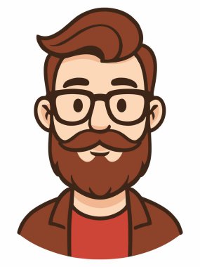 Sakallı ve gözlüklü hippi erkek çizgi film karakteri.