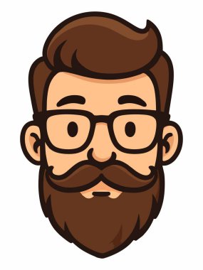 Sakallı ve gözlüklü hippi erkek çizgi film karakteri.