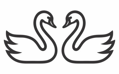 Beyaz bir kuğunun basit çizgisi çizimi