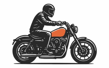 Klasik bir kruvazör motosiklet sürücüsü çizimi.