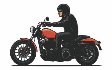 Klasik bir kruvazör motosiklet sürücüsü çizimi.