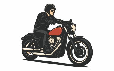 Klasik bir kruvazör motosiklet sürücüsü çizimi.