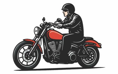 Klasik bir kruvazör motosiklet sürücüsü çizimi.