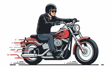 Klasik bir kruvazör motosiklet sürücüsü çizimi.