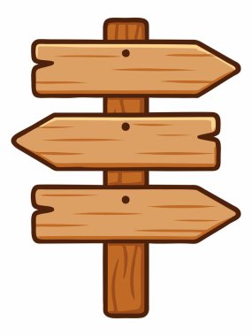 Yön oku olan tahta bir yol tabelası tasviri.