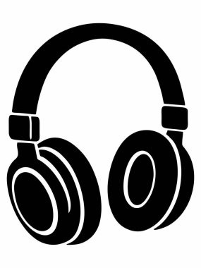 Siyah ve beyaz kulaklık siluet resim