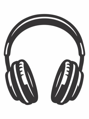 Siyah ve beyaz kulaklık siluet resim