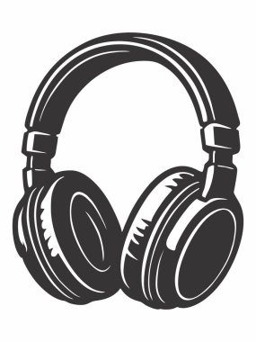 Siyah ve beyaz kulaklık siluet resim