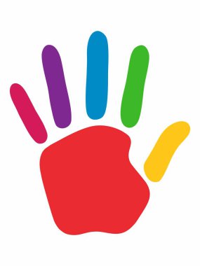 Renkli el izi sembolü çizimi