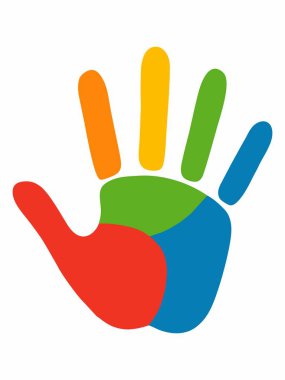 Renkli el izi sembolü çizimi