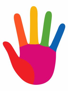 Renkli el izi sembolü çizimi