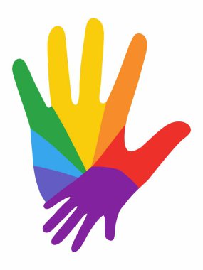 Renkli el izi sembolü çizimi