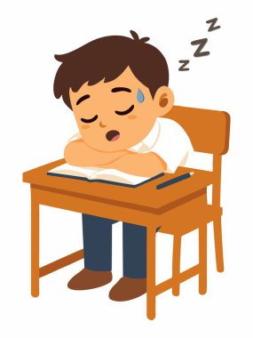 Uykulu bir öğrenci okul masasında uyuyakaldı..