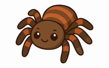 Şirin ve gülümseyen çizgi film çizimi bir örümceğin.