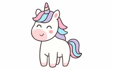 Şirin tek boynuzlu at çizgi filmi çizimi