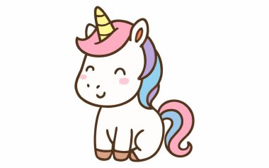 Şirin tek boynuzlu at çizgi filmi çizimi