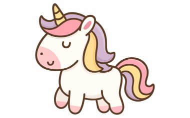 Şirin tek boynuzlu at çizgi filmi çizimi