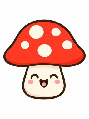 Tatlı kırmızı mantar karikatür çizimi