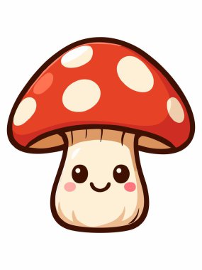 Tatlı kırmızı mantar karikatür çizimi