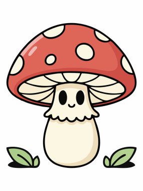 Tatlı kırmızı mantar karikatür çizimi