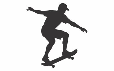 Kaykay oynayan bir kişinin dinamik silüeti.