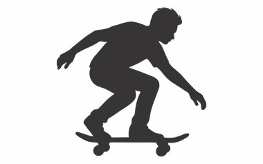 Kaykay oynayan bir kişinin dinamik silüeti.