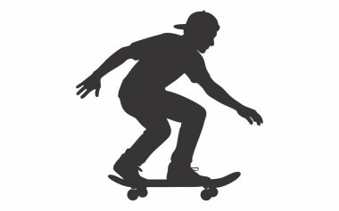 Kaykay oynayan bir kişinin dinamik silüeti.